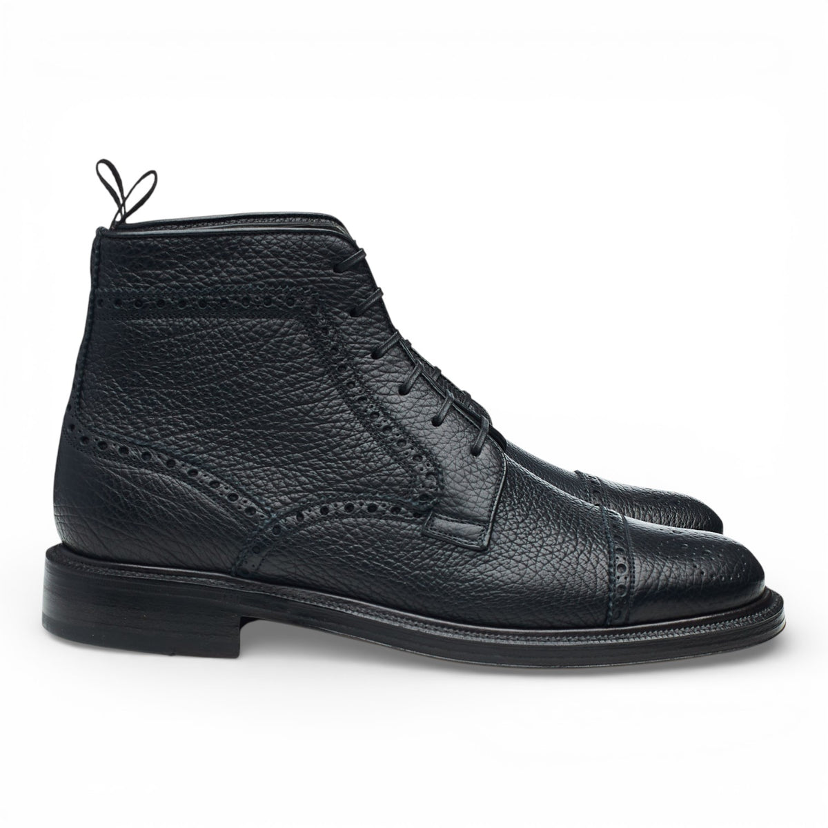 Navy Blue Grain Leather Brogues Boots UK 7