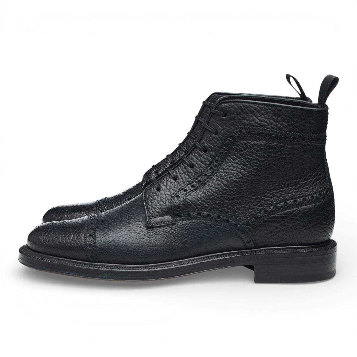 Navy Blue Grain Leather Brogues Boots UK 7