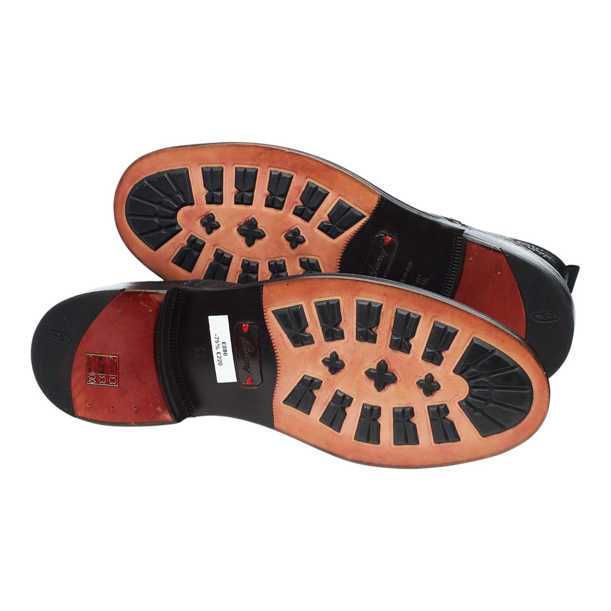 Navy Blue Grain Leather Brogues Boots UK 7