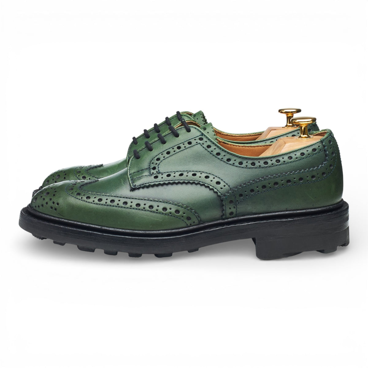 'Durham' Green Leather Derby Brogues UK 6