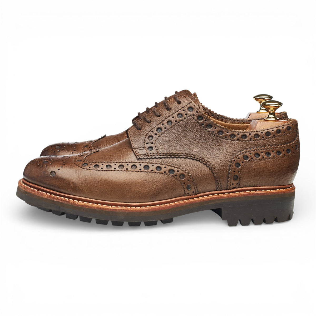 'Archie' Brown Grain Leather Derby Brogues UK 9 G
