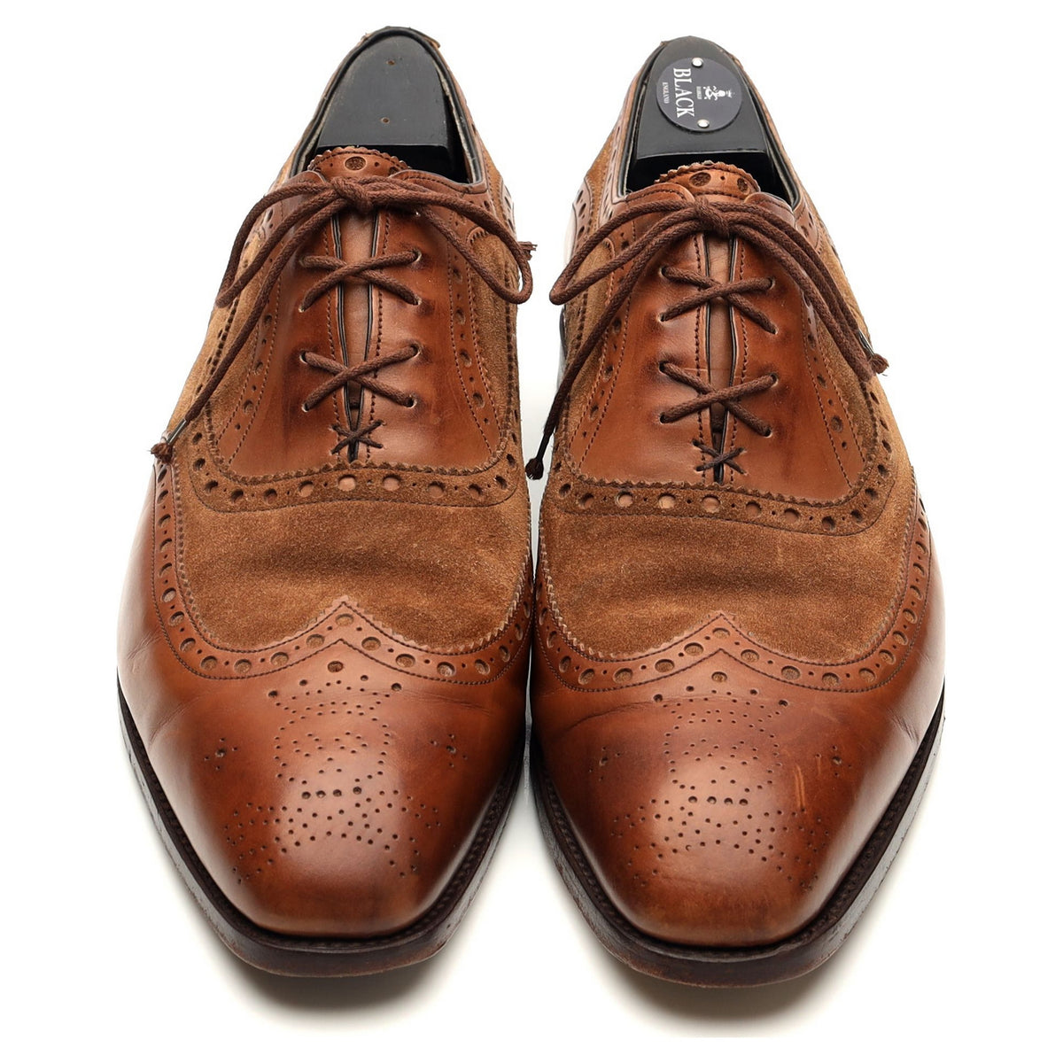 &#39;Spectator&#39; Brown Leather and Suede Oxford Brogues UK 8 US 9