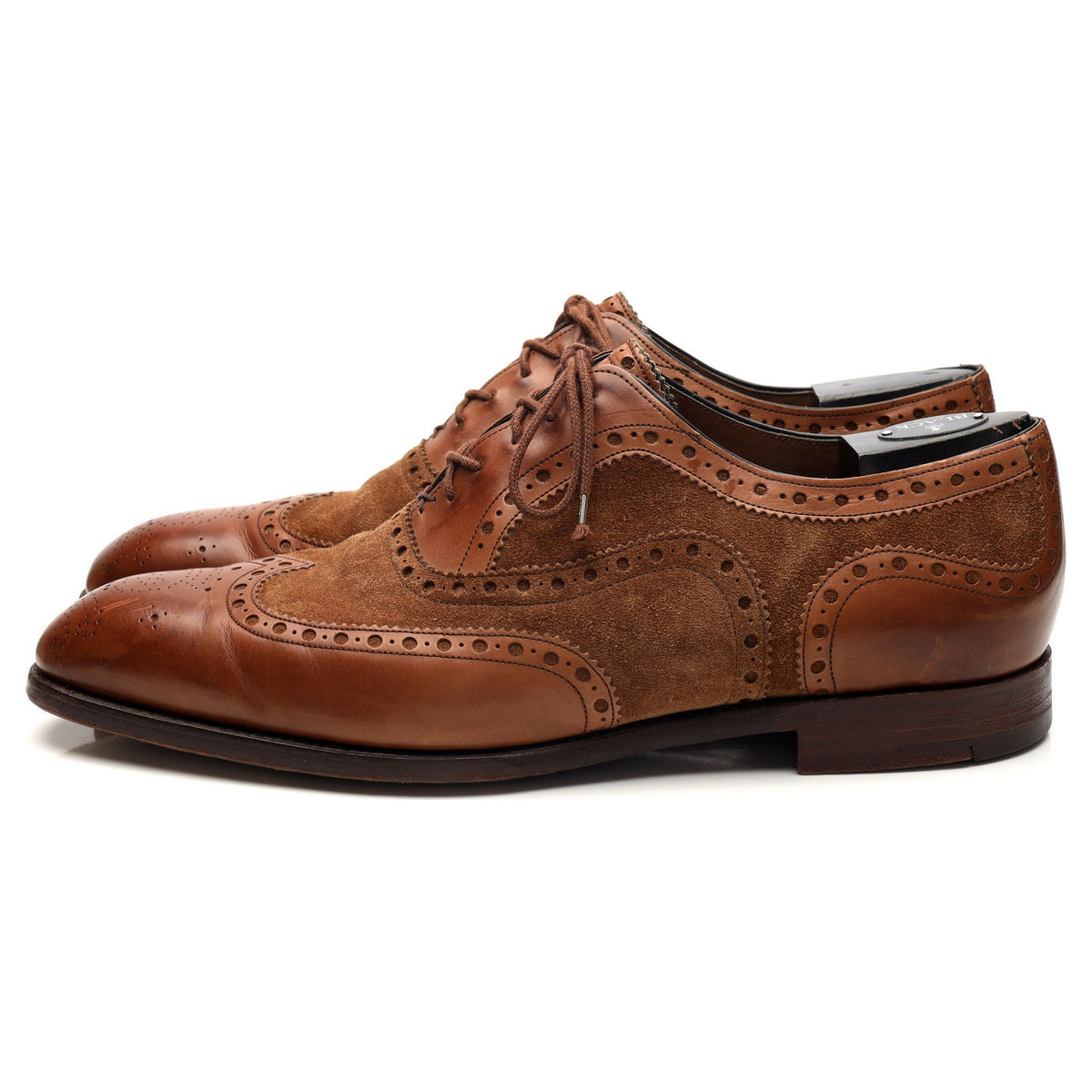 &#39;Spectator&#39; Brown Leather and Suede Oxford Brogues UK 8 US 9