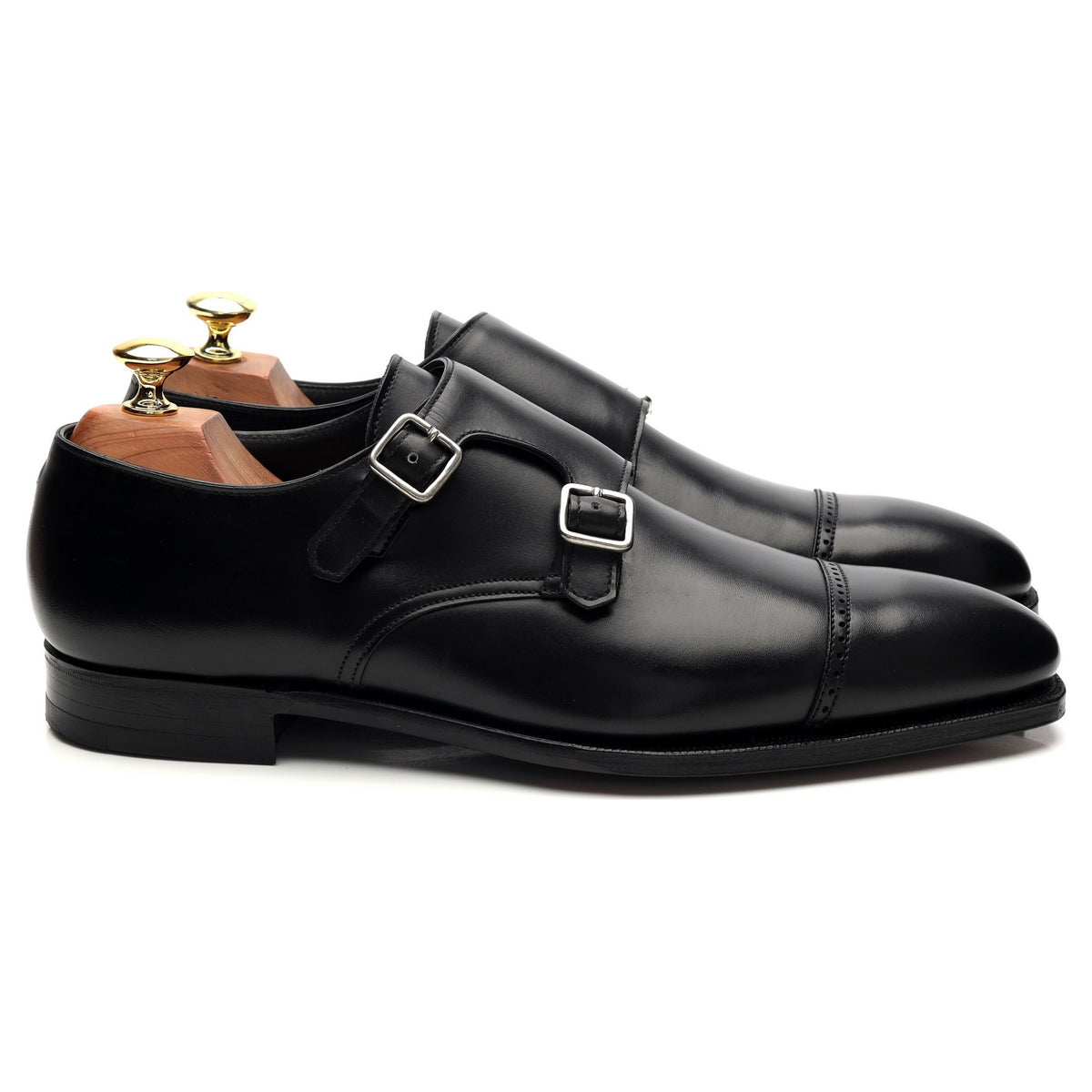 &#39;Southwell&#39; Black Leather Double Monk Strap UK 8 D