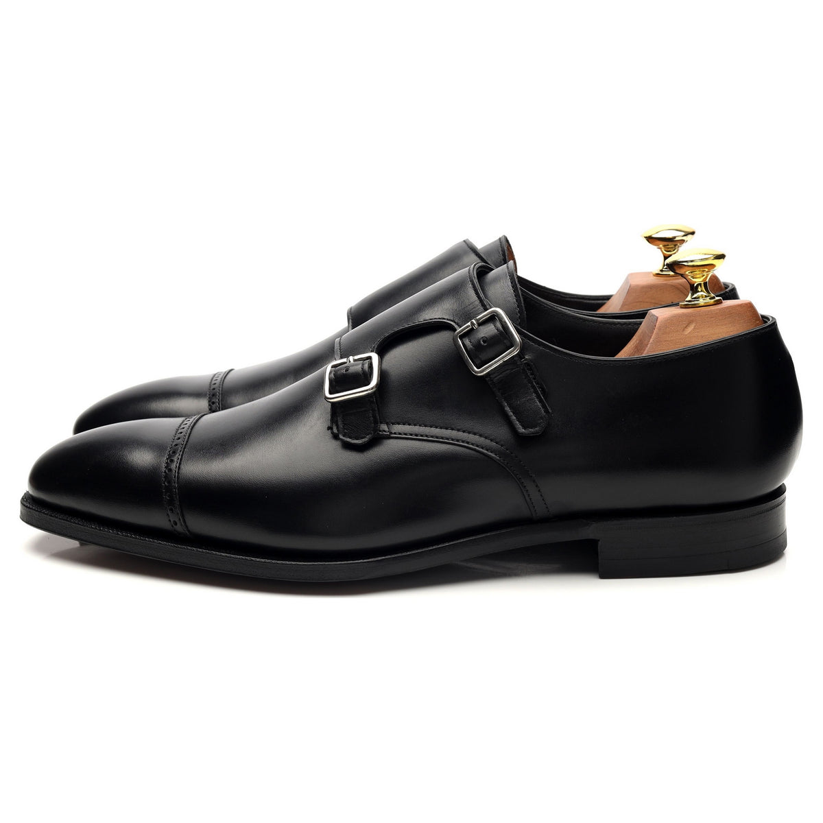 &#39;Southwell&#39; Black Leather Double Monk Strap UK 8 D