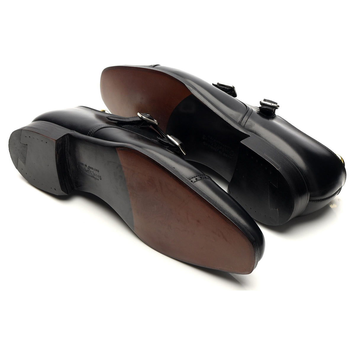 &#39;Southwell&#39; Black Leather Double Monk Strap UK 8 D