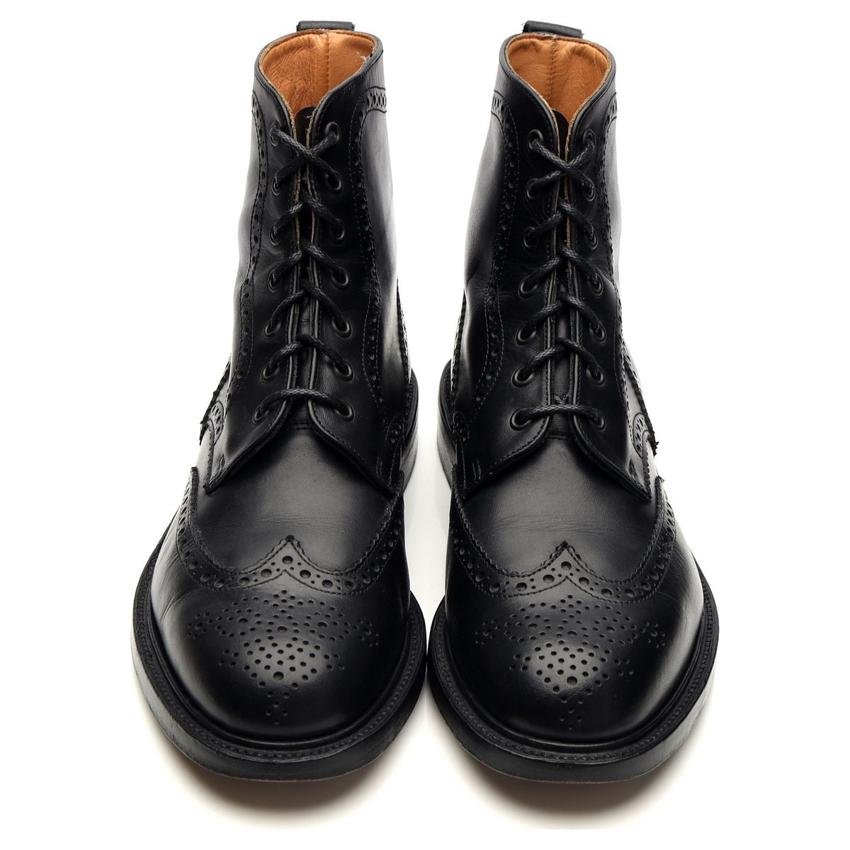 &#39;Howard&#39; Black Leather Boots Brogues UK 8