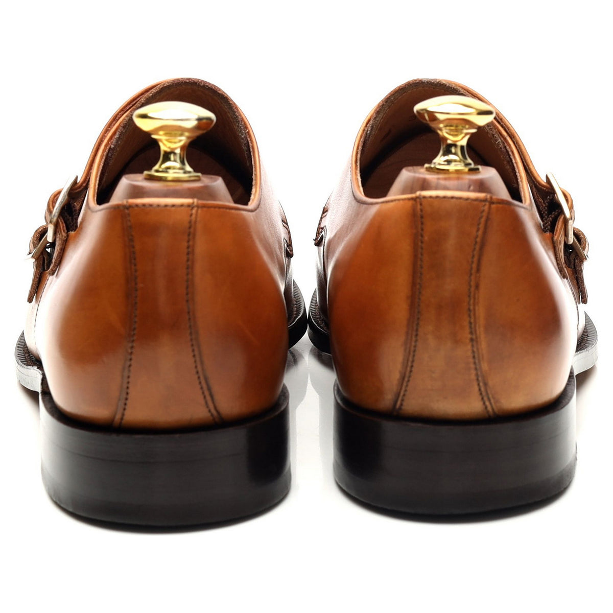 &#39;Tunstall&#39; Tan Brown Leather Double Monk Strap UK 8 F