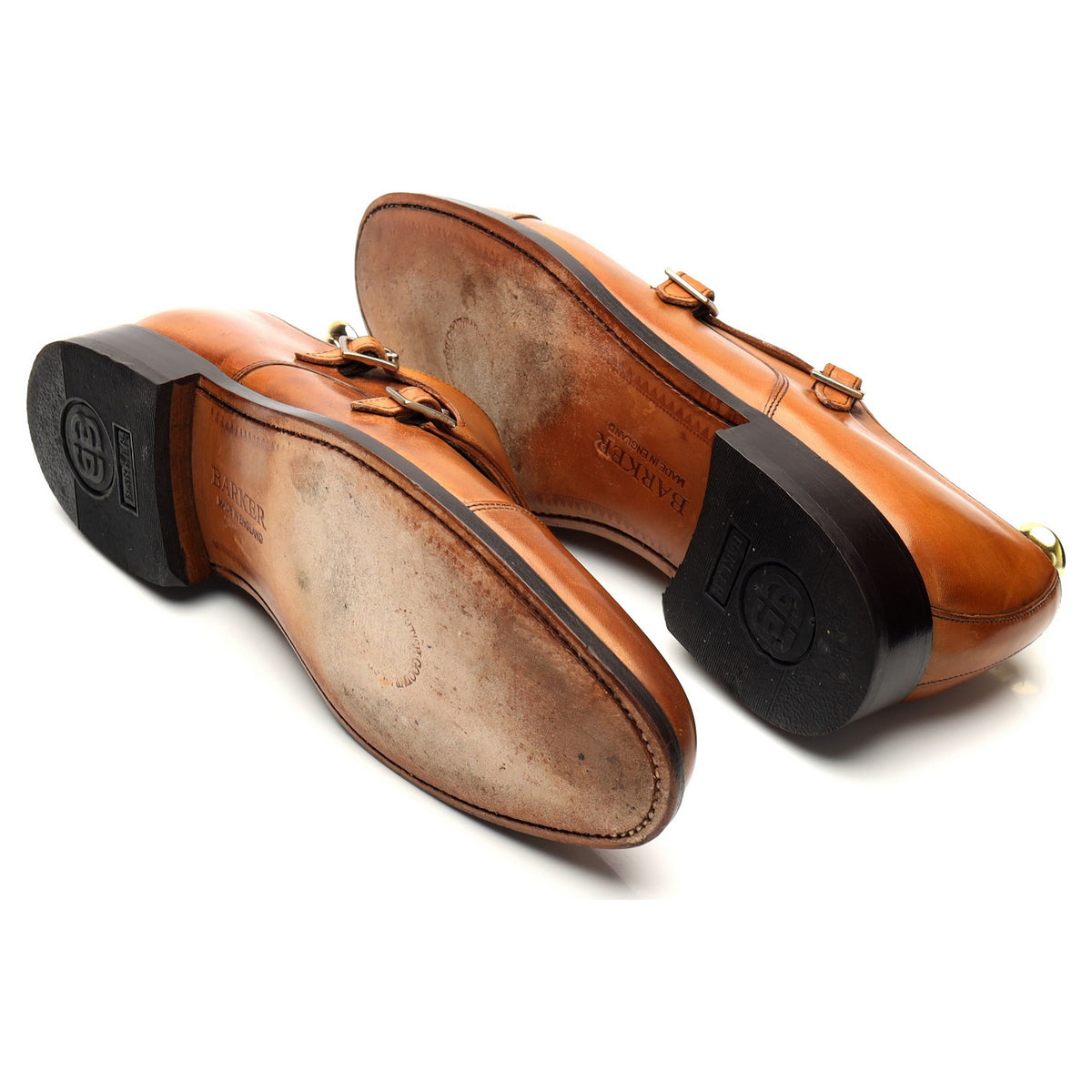 &#39;Tunstall&#39; Tan Brown Leather Double Monk Strap UK 8 F