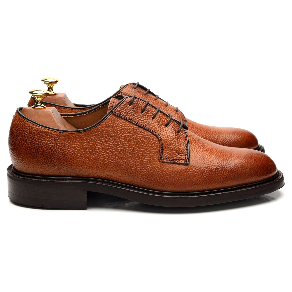 &#39;927826&#39; Tan Brown Grain Leather Derby UK 9.5 F