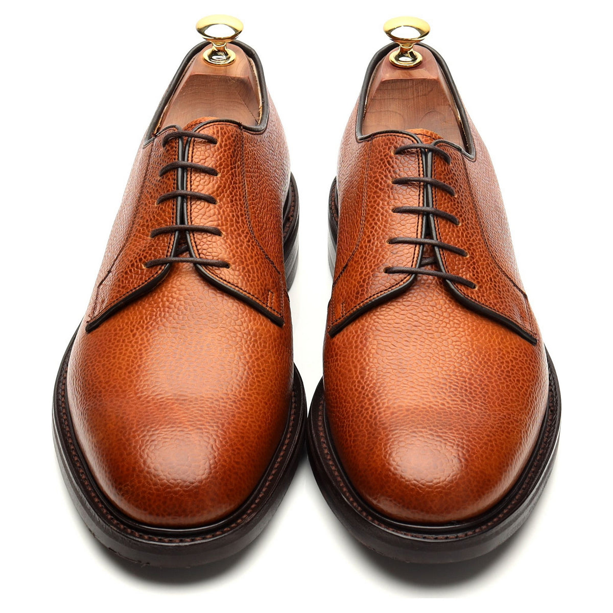 &#39;927826&#39; Tan Brown Grain Leather Derby UK 9.5 F