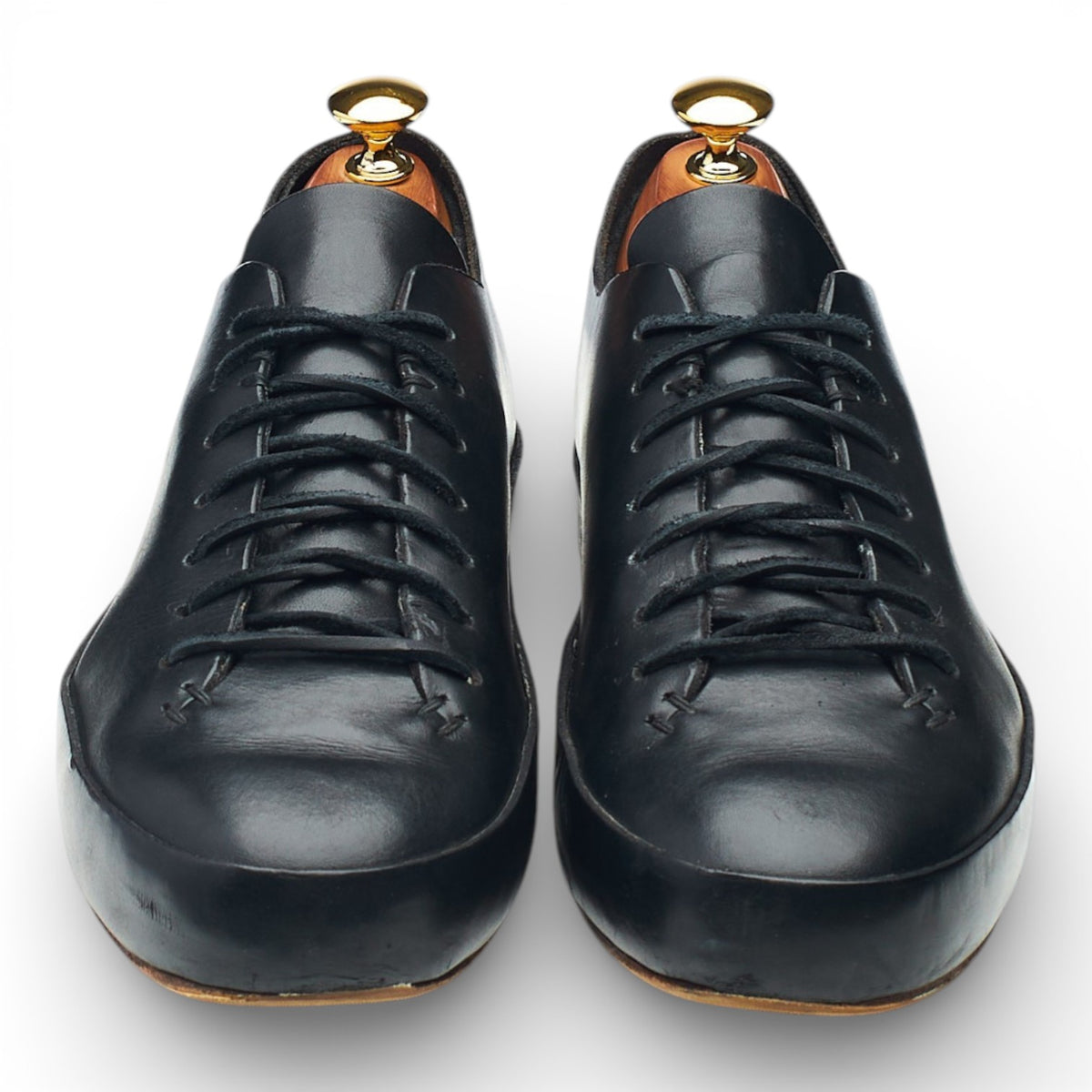 Hand Sewn Black Leather Sneakers UK 7 EU 41