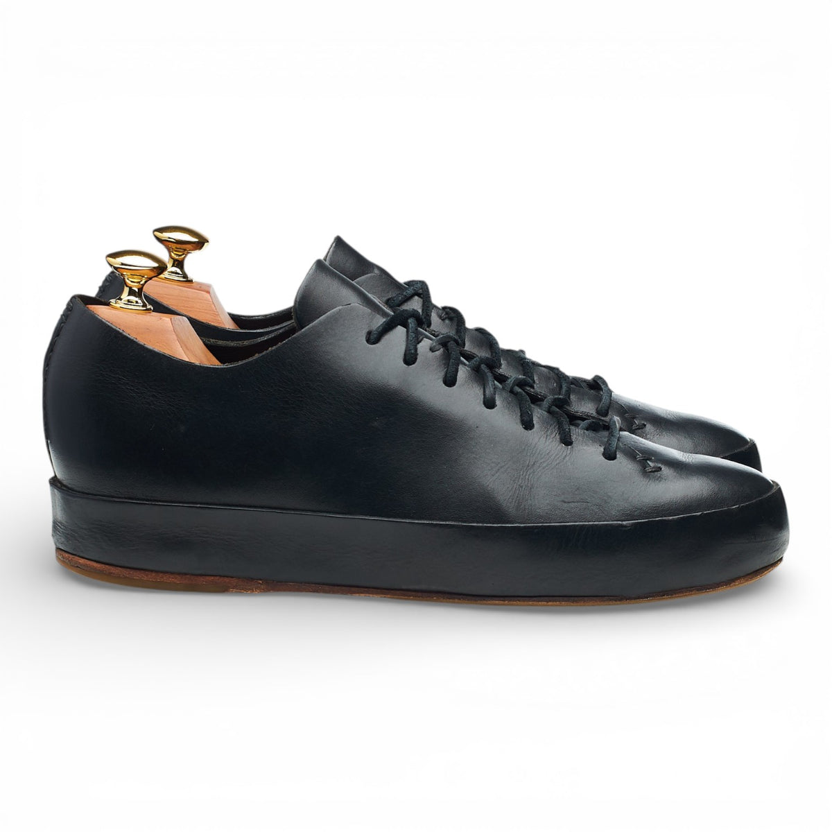 Hand Sewn Black Leather Sneakers UK 7 EU 41