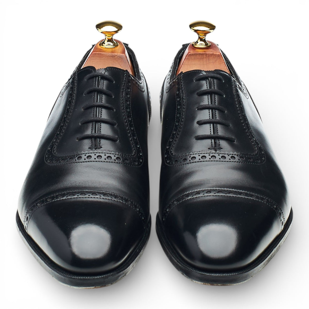 'Canterbury' Black Leather Oxford Semi Brogues UK 9.5 E