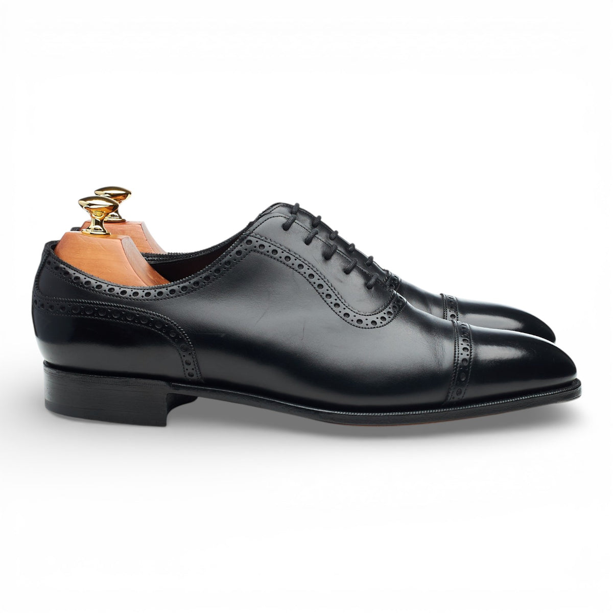 'Canterbury' Black Leather Oxford Semi Brogues UK 9.5 E