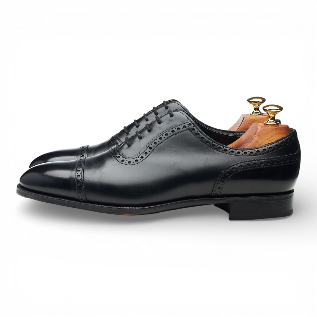 'Canterbury' Black Leather Oxford Semi Brogues UK 9.5 E