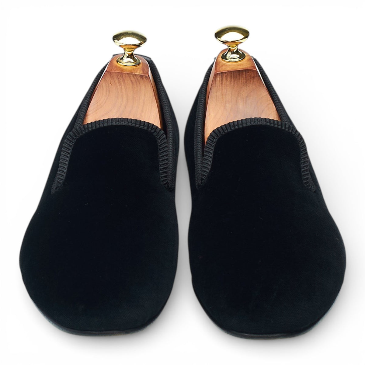 'Albert' Black Velvet Slippers UK 7.5