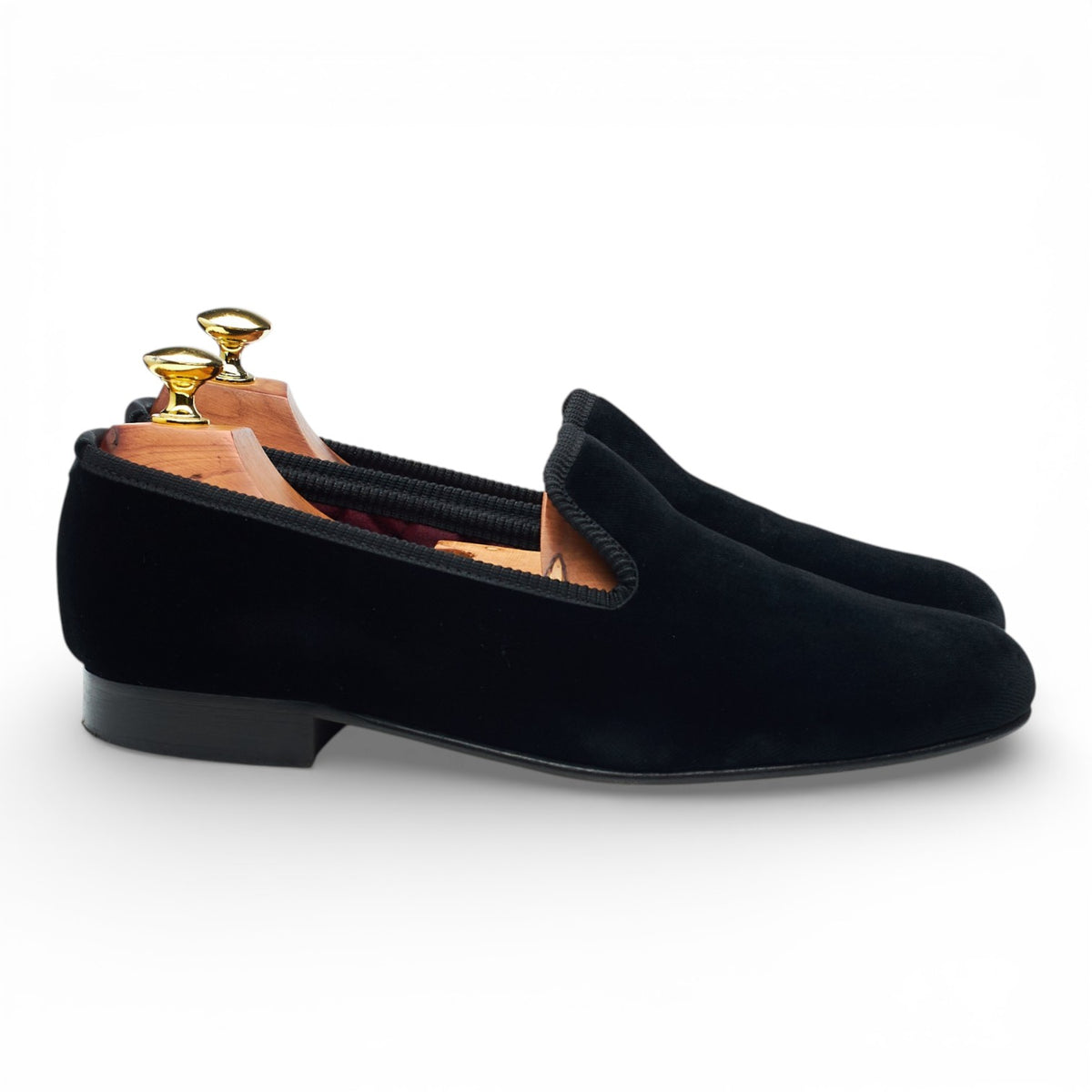 'Albert' Black Velvet Slippers UK 7.5