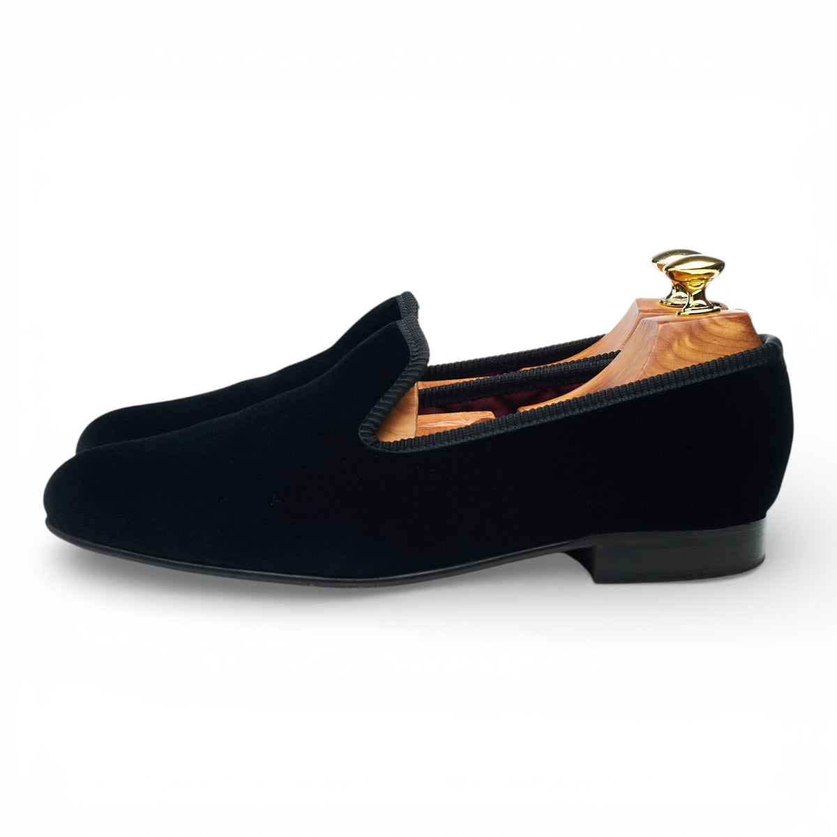 'Albert' Black Velvet Slippers UK 7.5