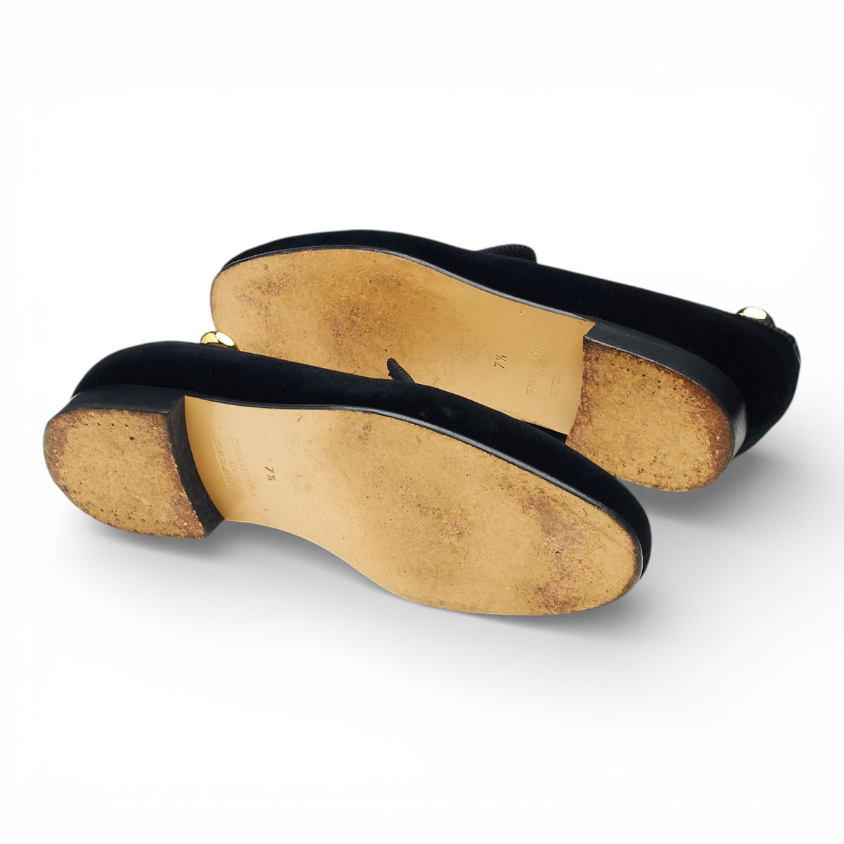 'Albert' Black Velvet Slippers UK 7.5