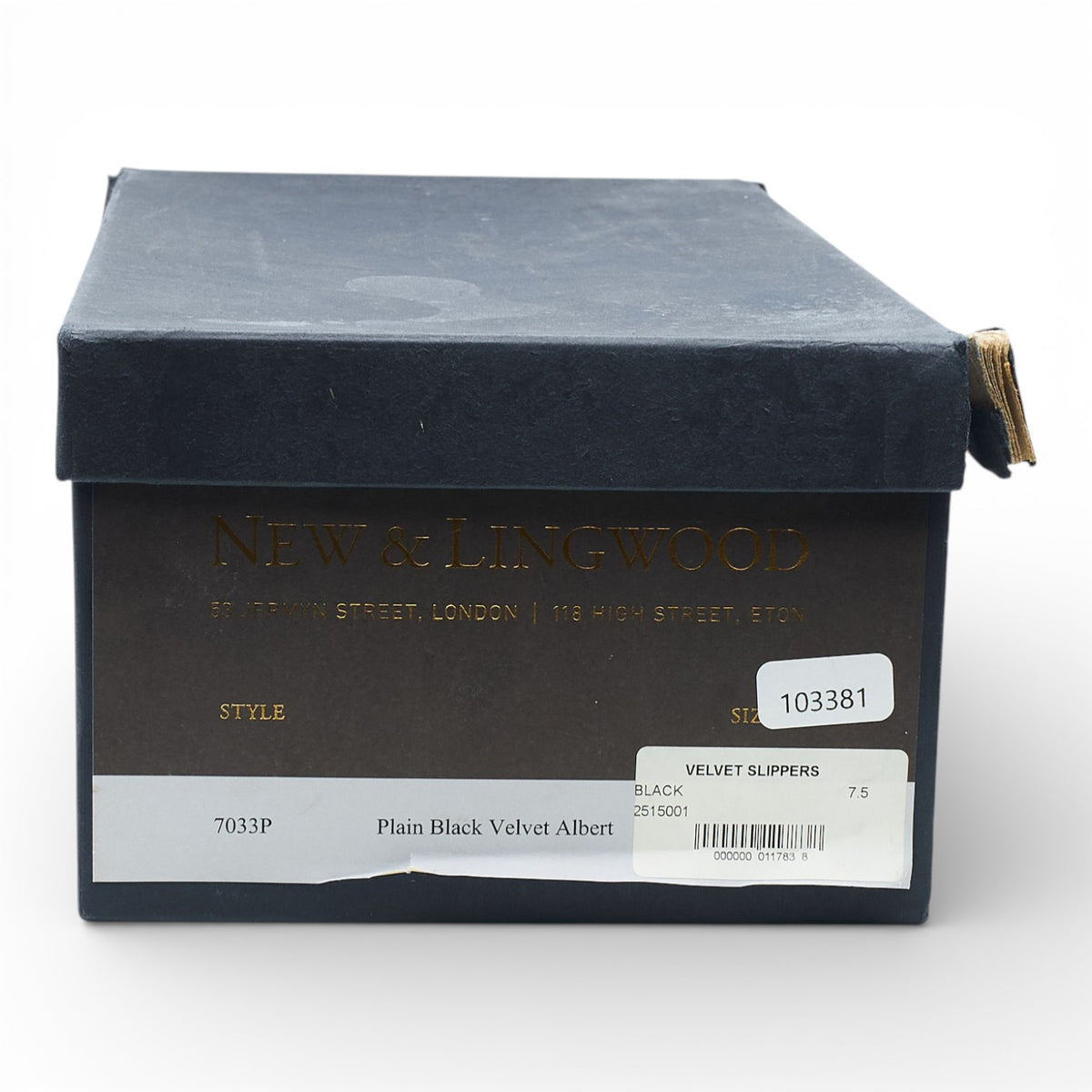 'Albert' Black Velvet Slippers UK 7.5