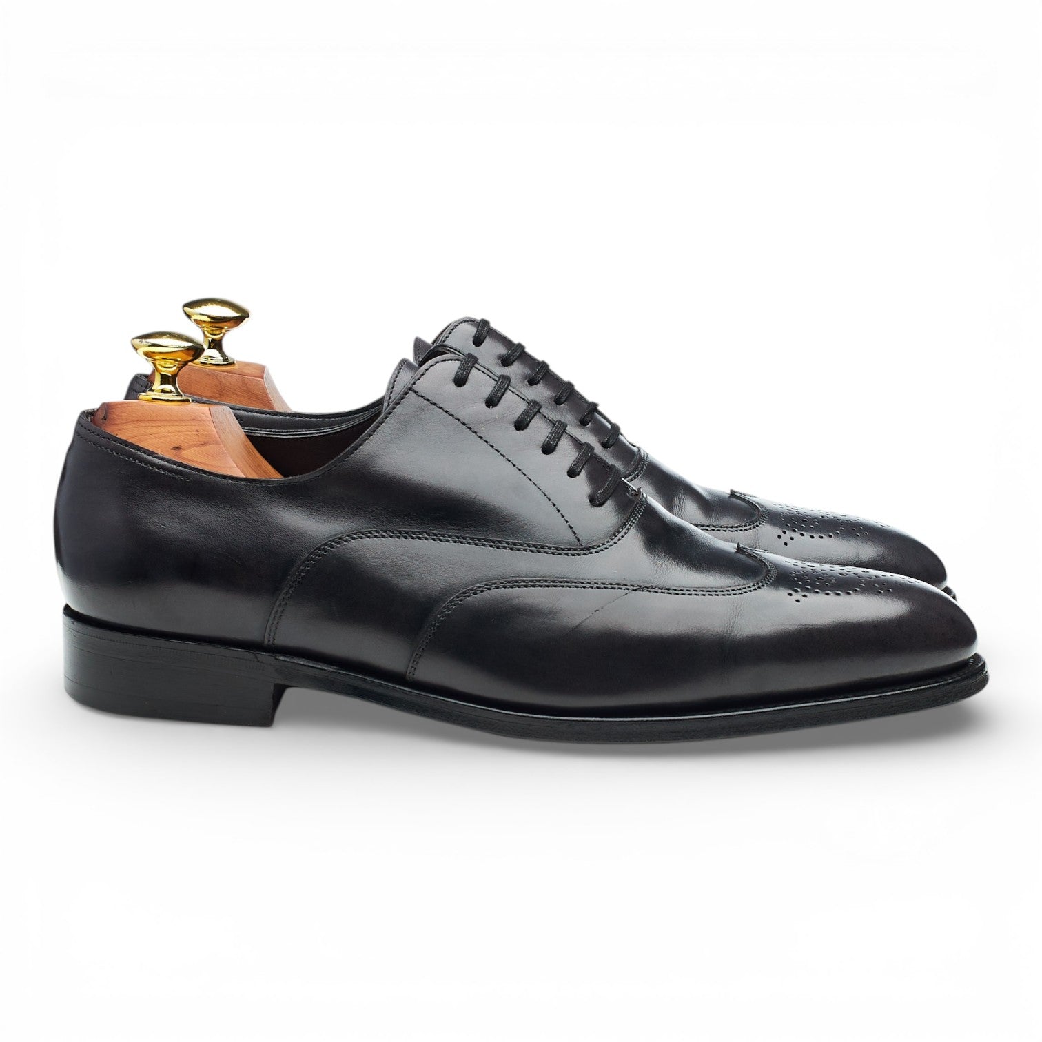 靴 HERMES archive leather shoes Hermes 'Hector' Dark Grey Leather Oxford UK 7 E - Abbot's Shoes