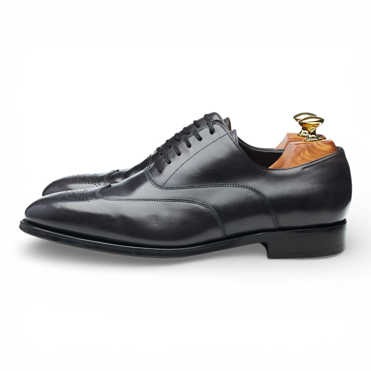 Hermes 'Hector' Dark Grey Leather Oxford UK 7 E