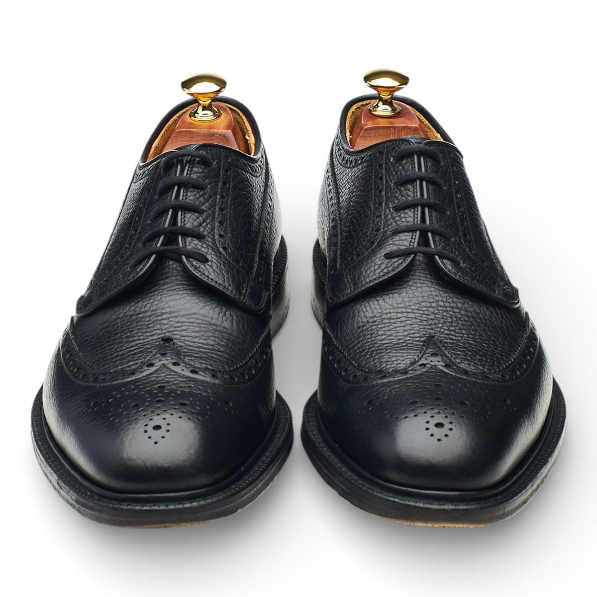 'Brookland' Black Grain Leather Derby Brogues UK 9 F