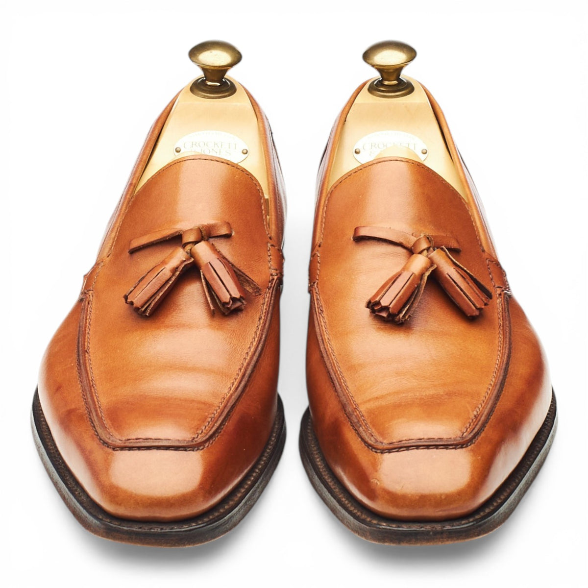'Stanford' Tan Brown Leather Tassel Loafers UK 9.5 E