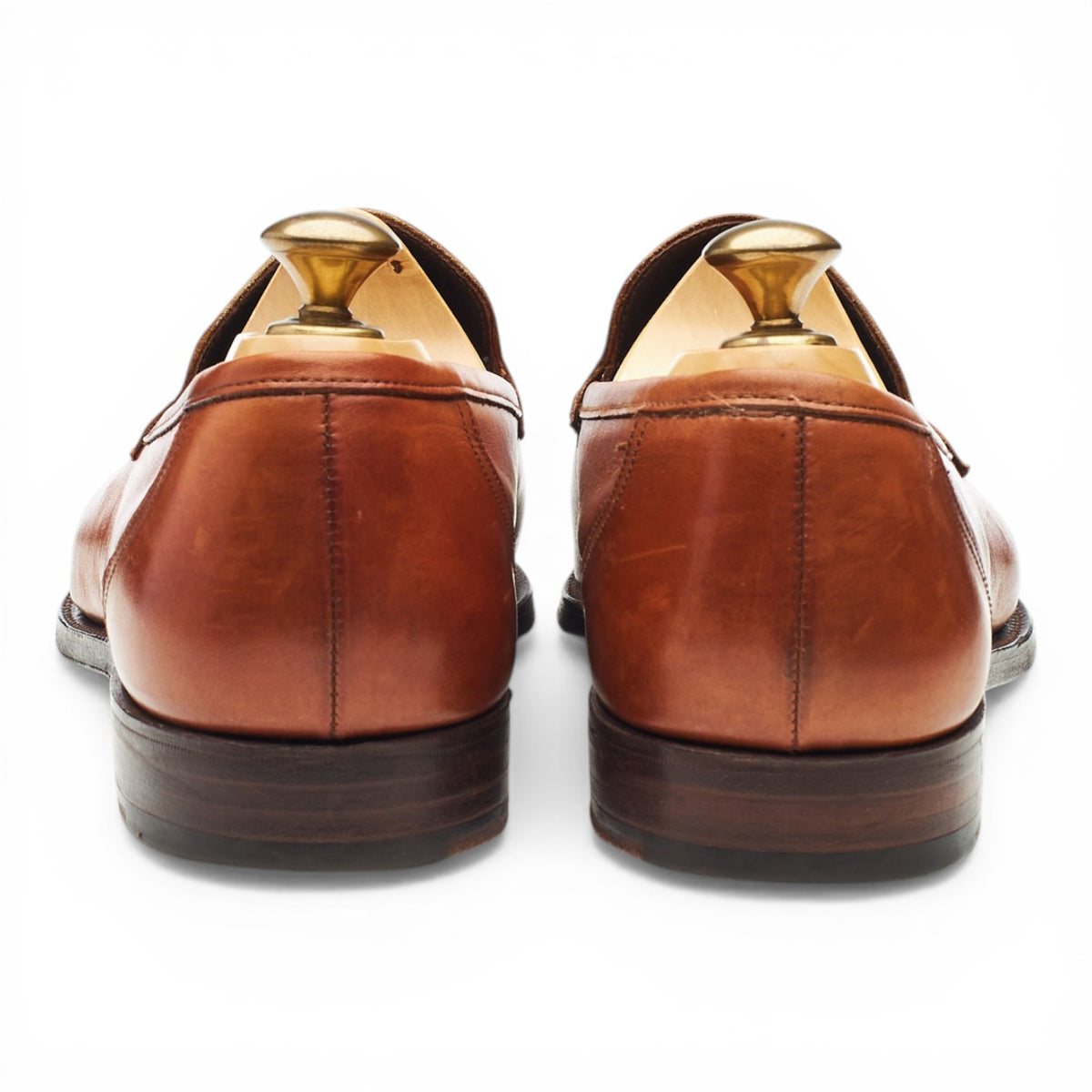 'Stanford' Tan Brown Leather Tassel Loafers UK 9.5 E
