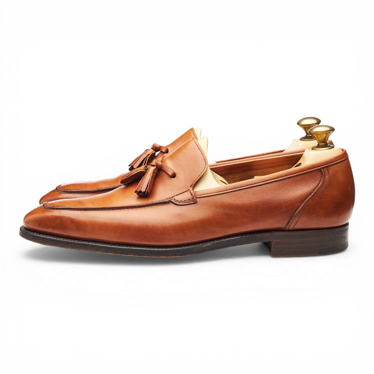 'Stanford' Tan Brown Leather Tassel Loafers UK 9.5 E