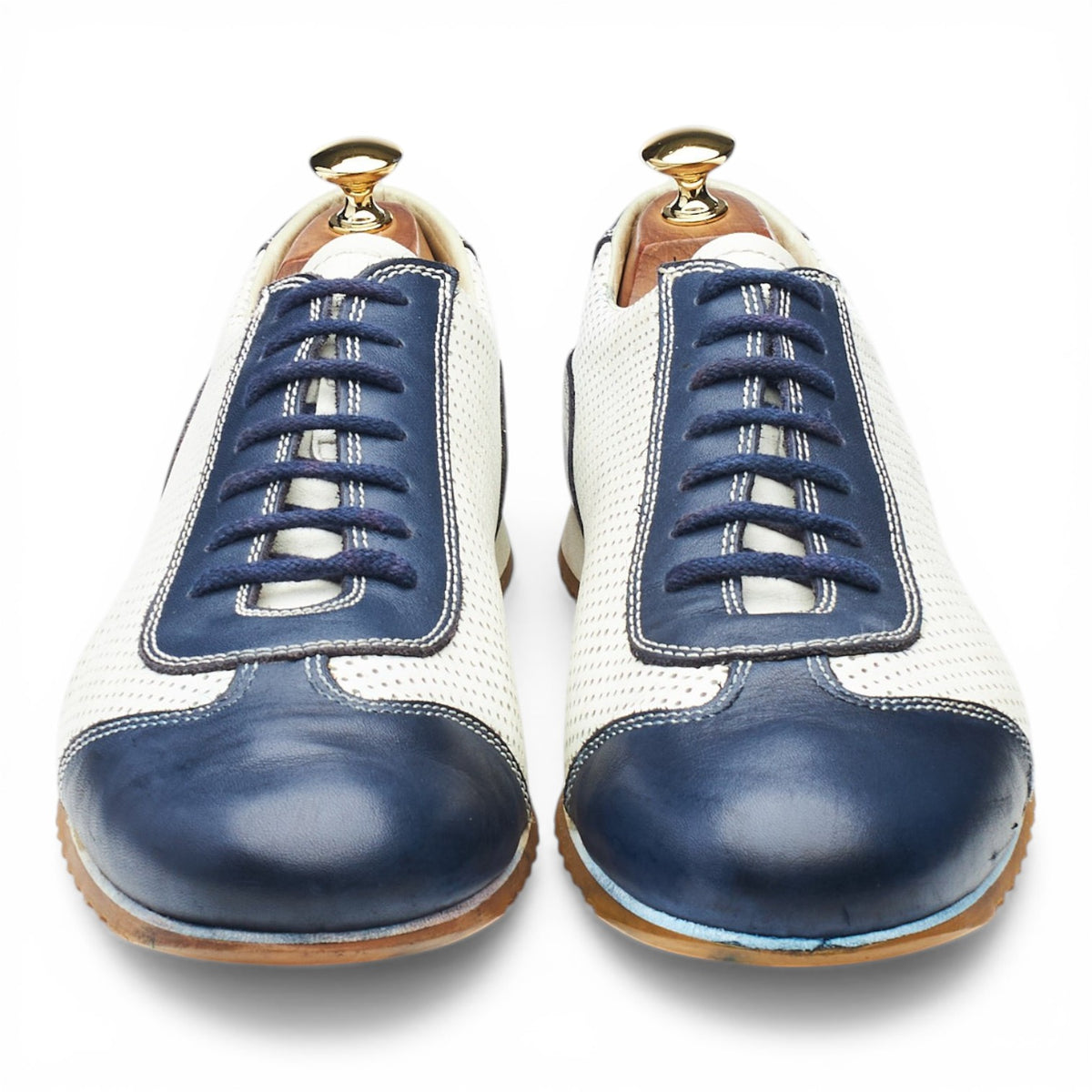 Navy Blue / White Leather Sneakers UK 10.5