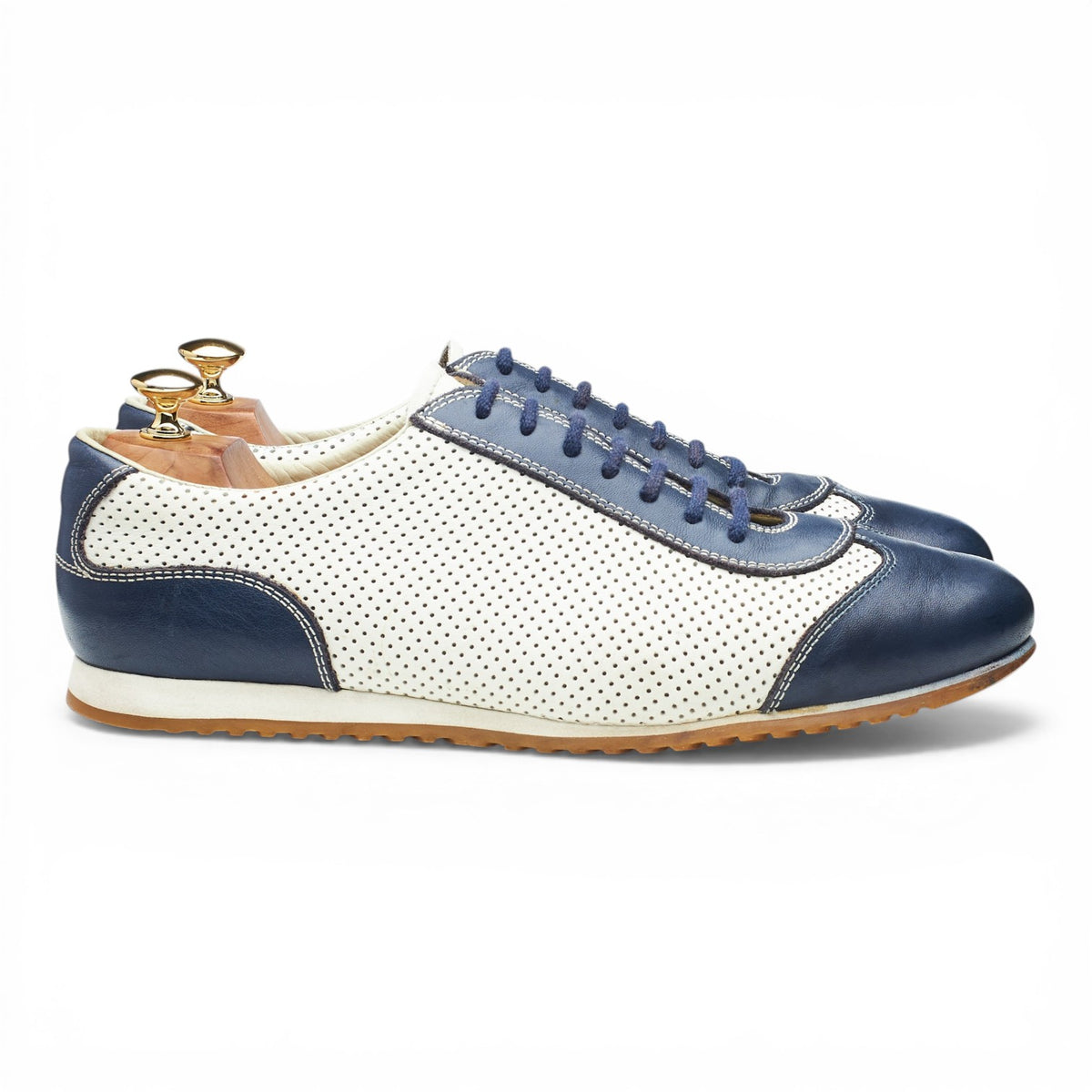 Navy Blue / White Leather Sneakers UK 10.5