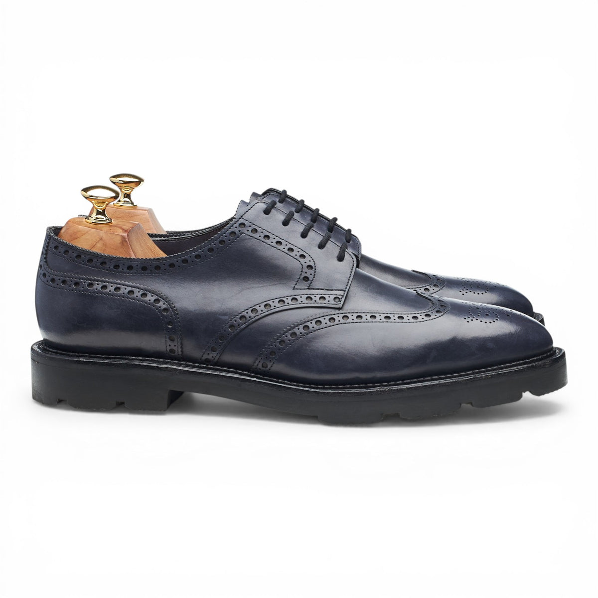 'Hayle' Navy Blue Leather Derby Brogues UK 10 E