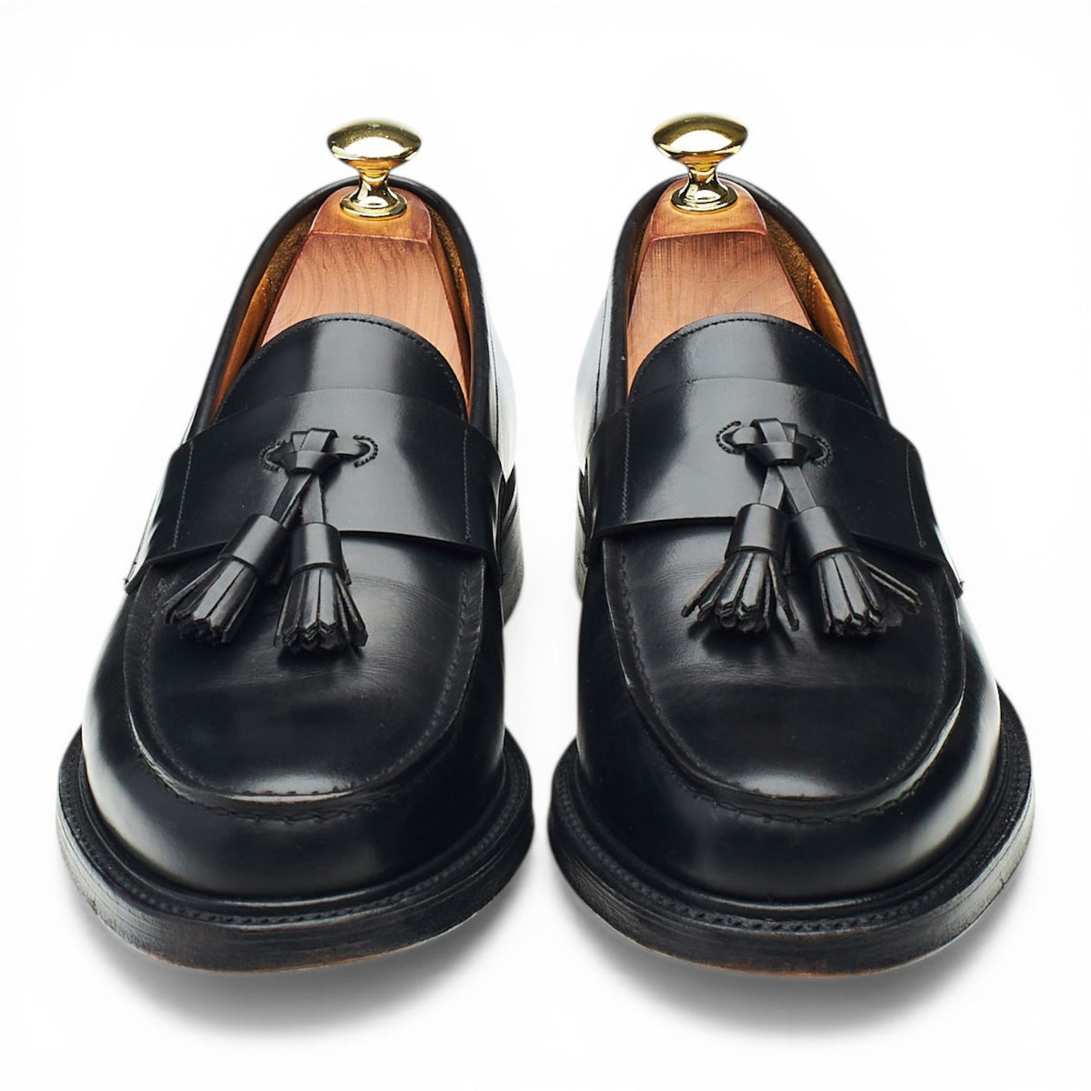 'Cheadle' Black Leather Tassel Loafers UK 7 F