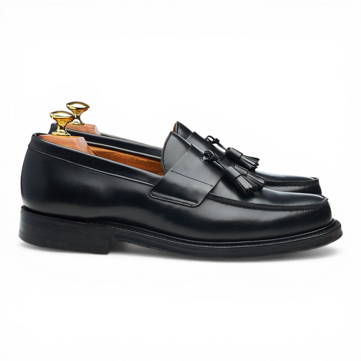 'Cheadle' Black Leather Tassel Loafers UK 7 F