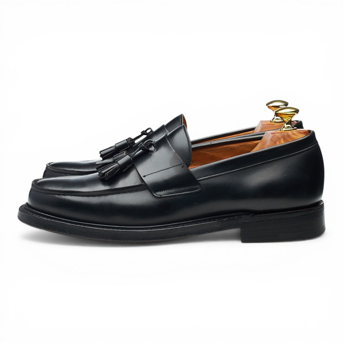 'Cheadle' Black Leather Tassel Loafers UK 7 F