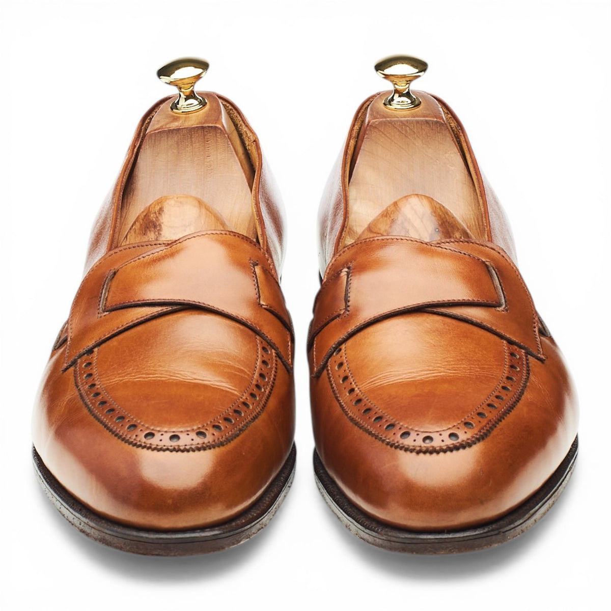New & Lingwood Tan Brown Leather Butterfly Loafers UK 10 E