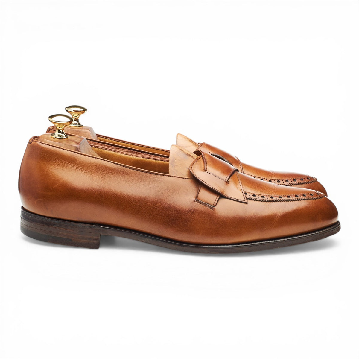 New & Lingwood Tan Brown Leather Butterfly Loafers UK 10 E