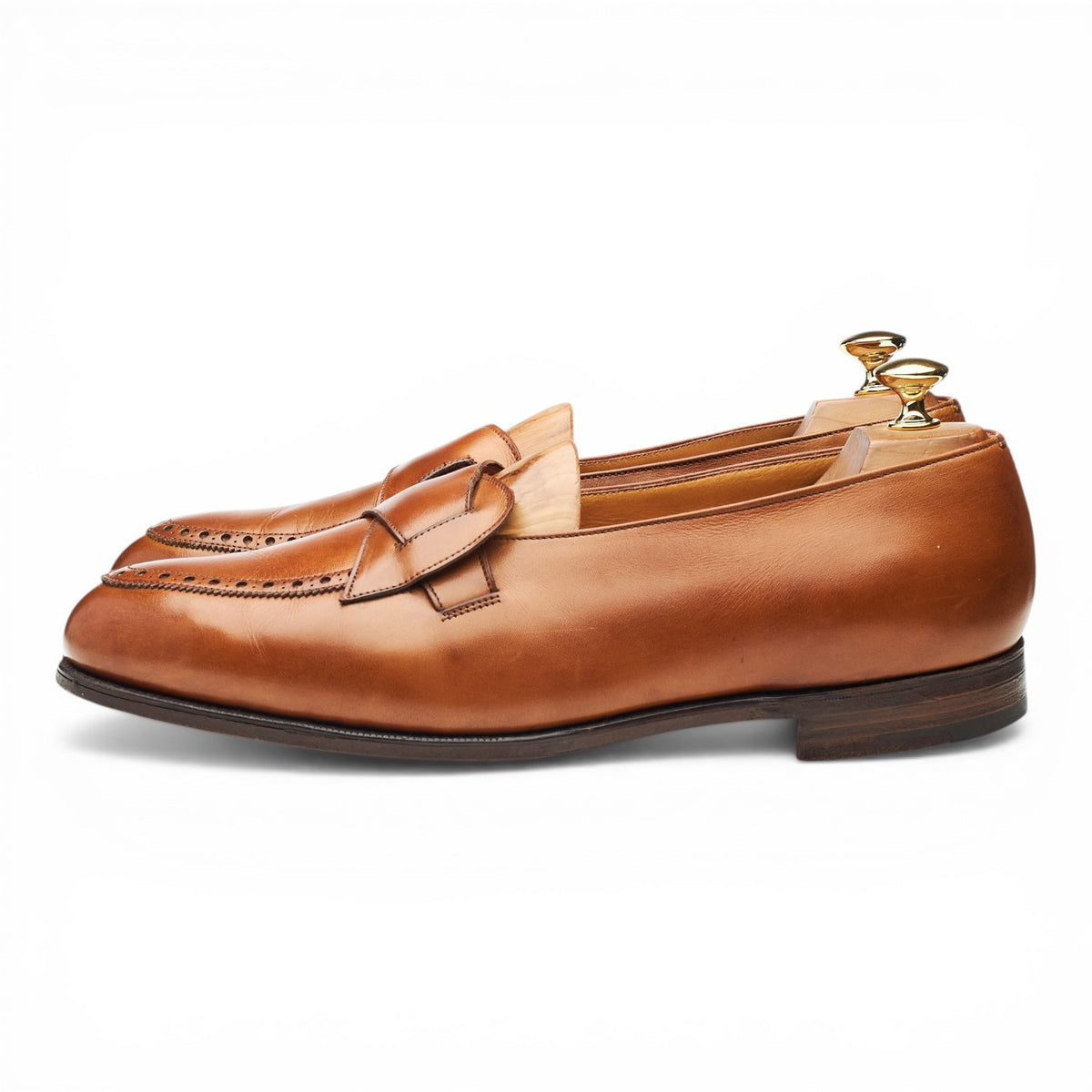 New & Lingwood Tan Brown Leather Butterfly Loafers UK 10 E