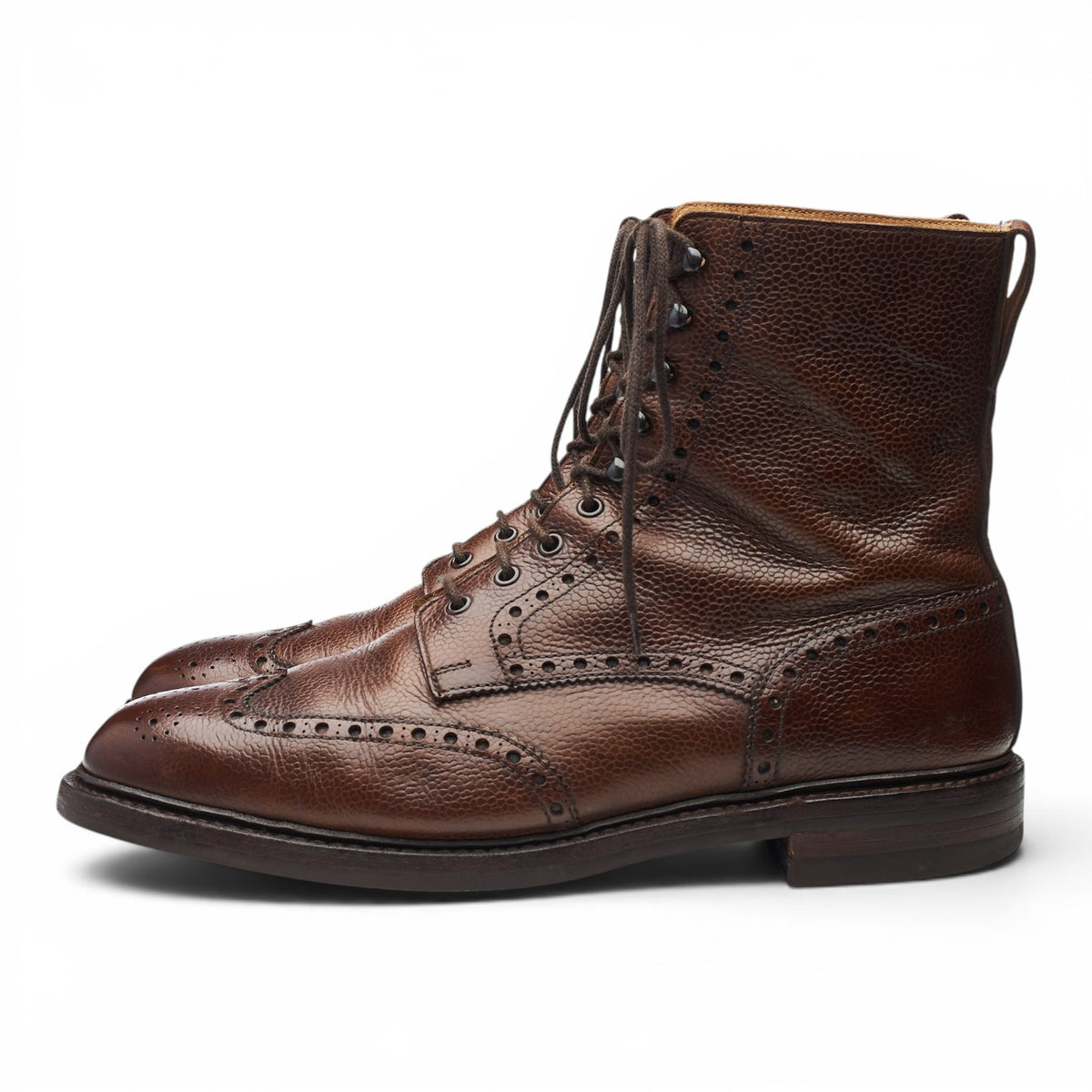 'Harry' Dark Brown Grain Leather Brogue Boots UK 10 F