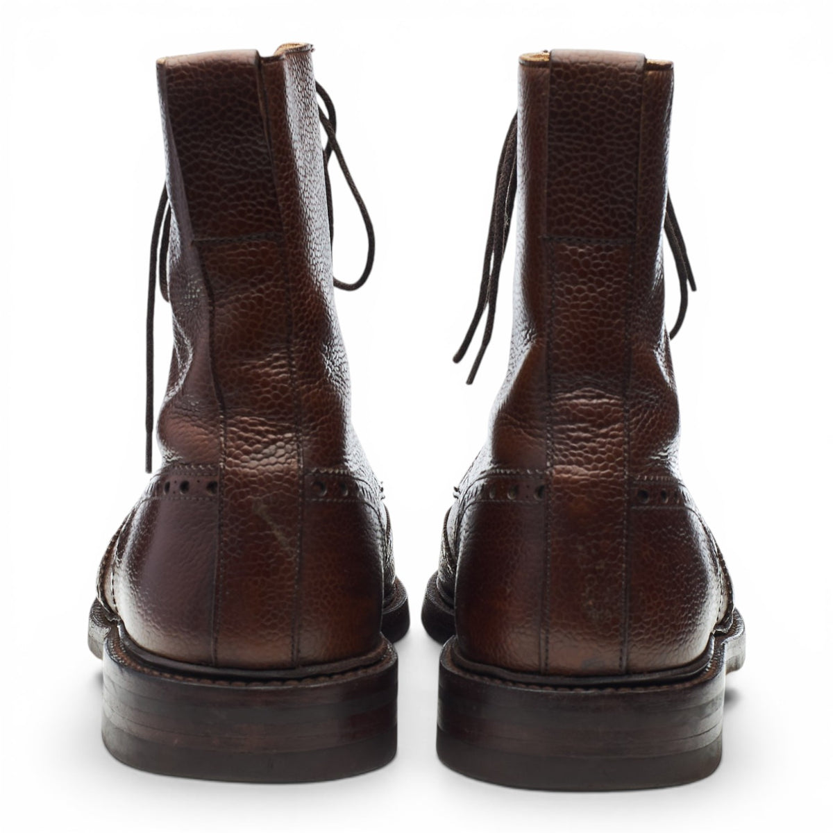 'Harry' Dark Brown Grain Leather Brogue Boots UK 10 F