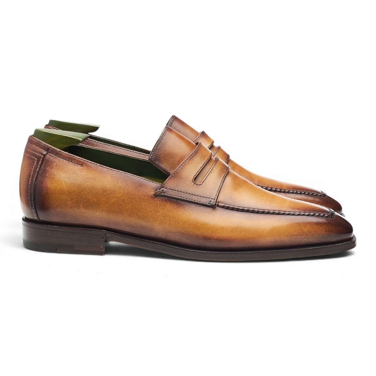 'Andy' Tan Brown Patina Leather Loafers UK 6