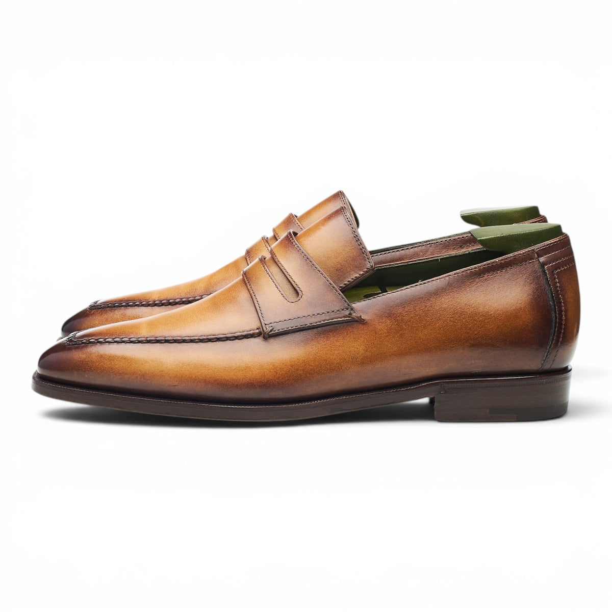 'Andy' Tan Brown Patina Leather Loafers UK 6