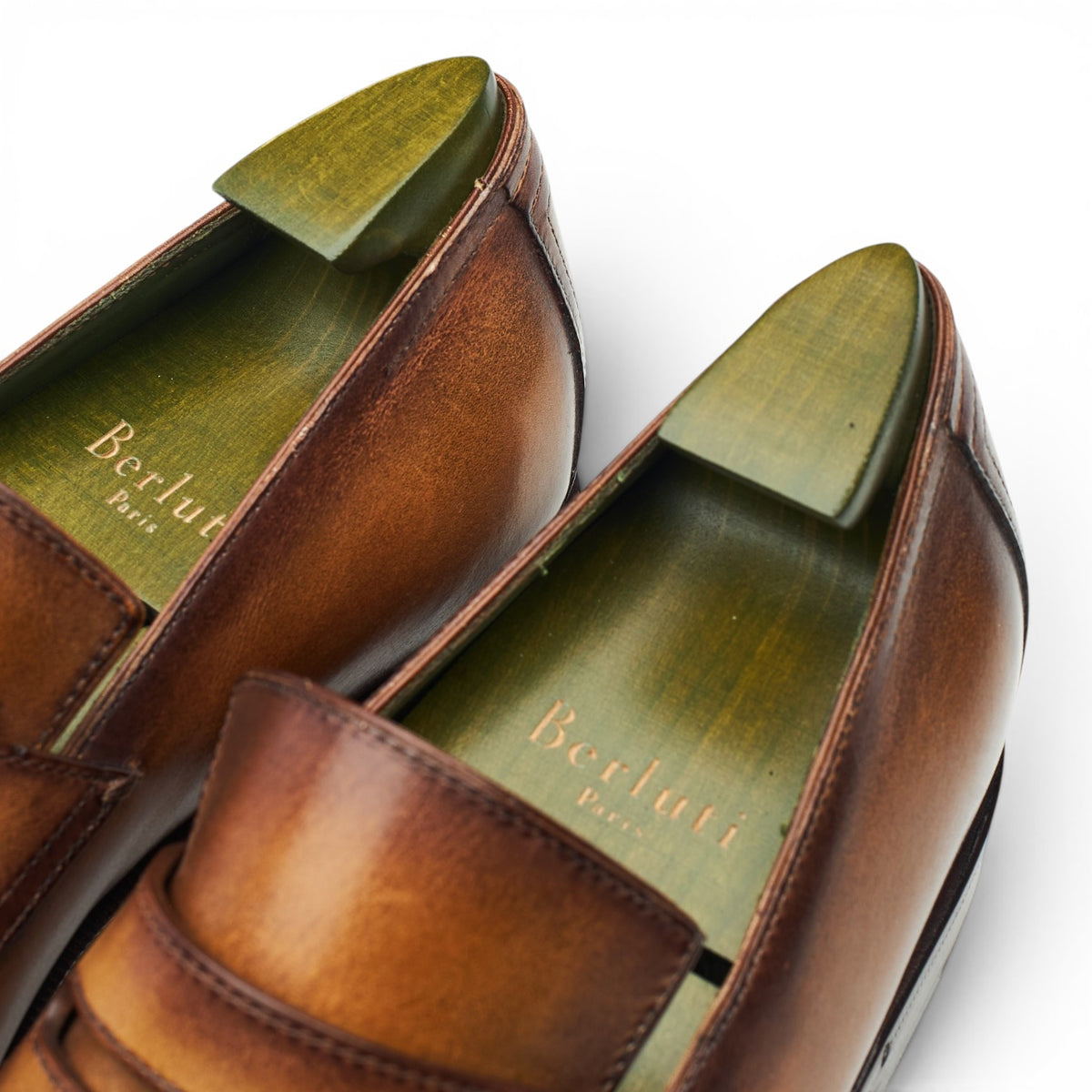 'Andy' Tan Brown Patina Leather Loafers UK 6
