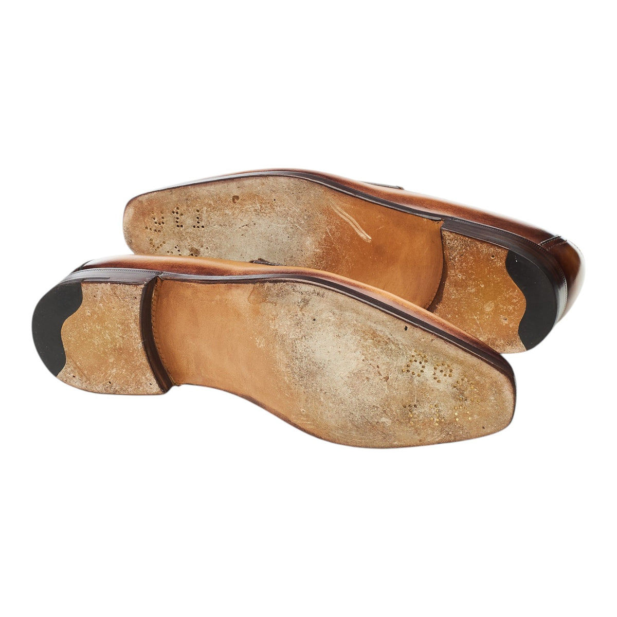 'Andy' Tan Brown Patina Leather Loafers UK 6