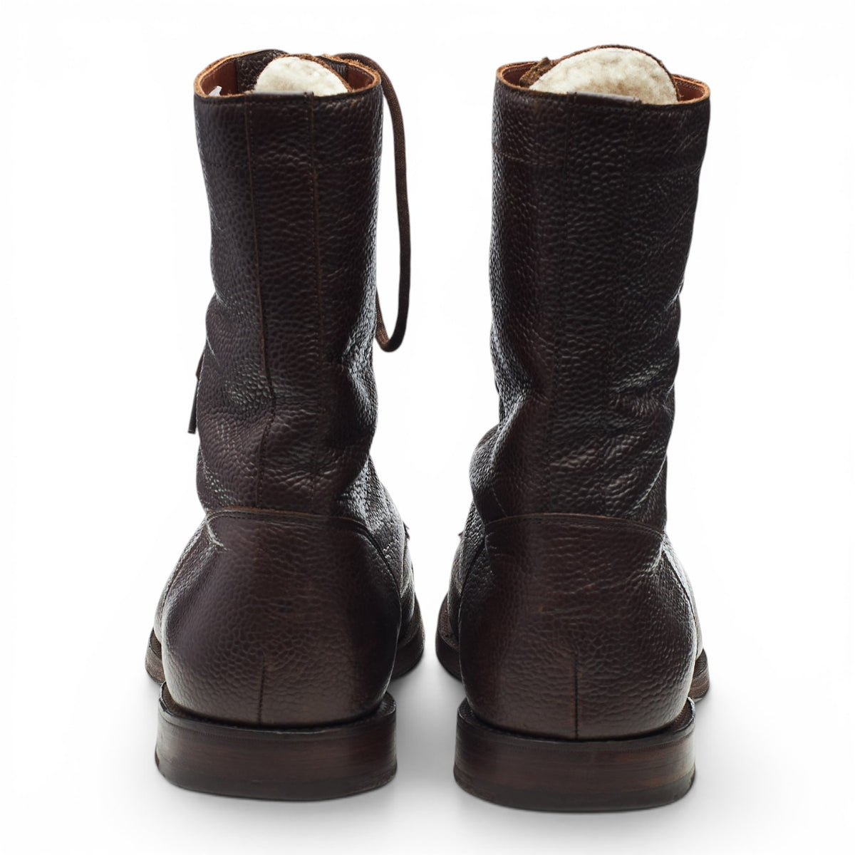 'Tiger Moth' Dark Brown Grain Leather Military Boots UK 10 F