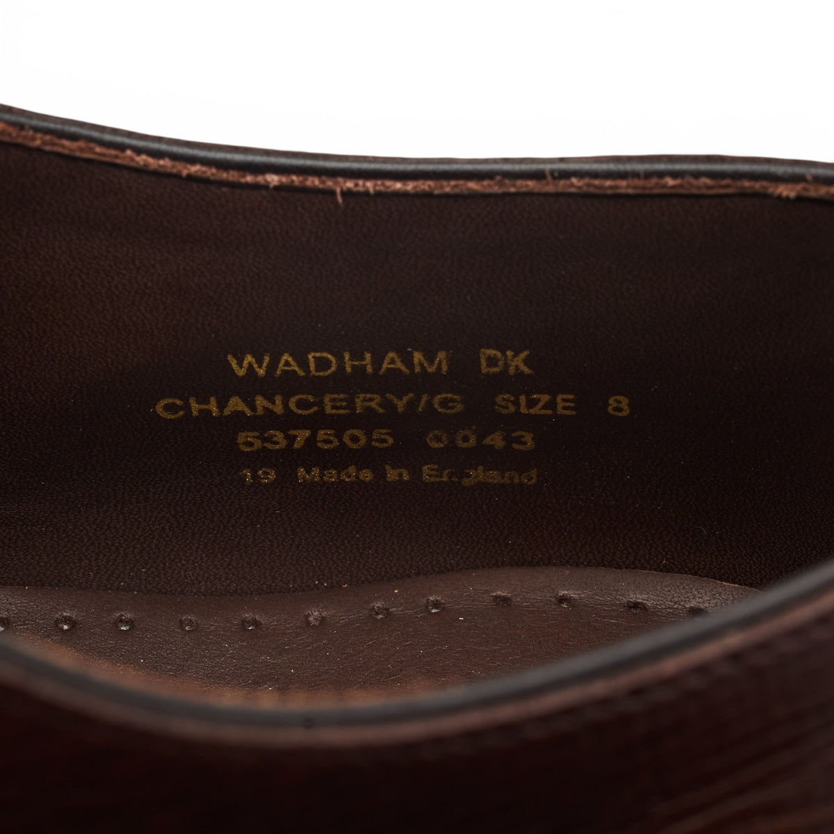 'Wadham' Dark Brown Grain Leather Oxford UK 8 G