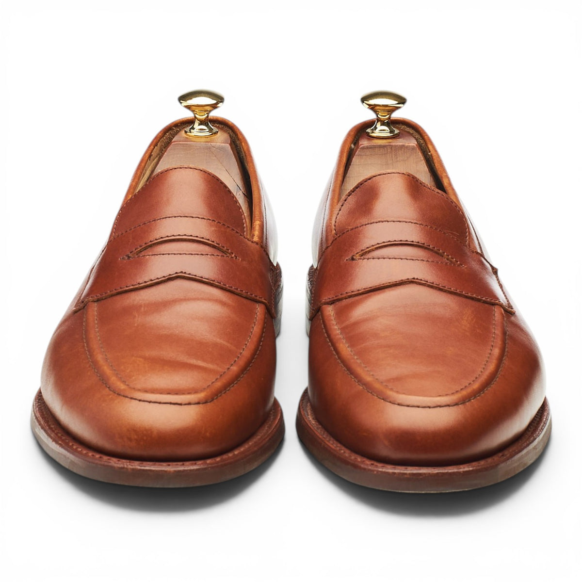 'Jason' Tan Brown Leather Loafers UK 9