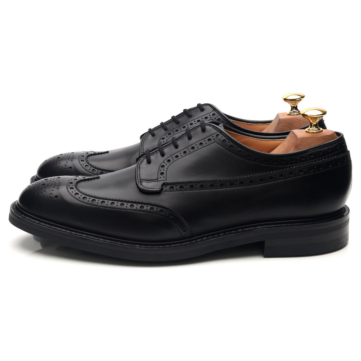 &#39;Grafton&#39; Black Leather Derby Brogues UK 9 F